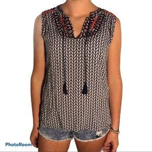 Women’s fleur bleve Sleeveless Boho Blouse /Small